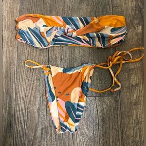 Stone Fox Swim SET- LELE BANDEAU Bikini top (small). RIVER bottoms (xs) - SIESTA